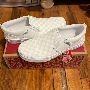 Vans Asher White Checkerboard Slip On Sneakers
